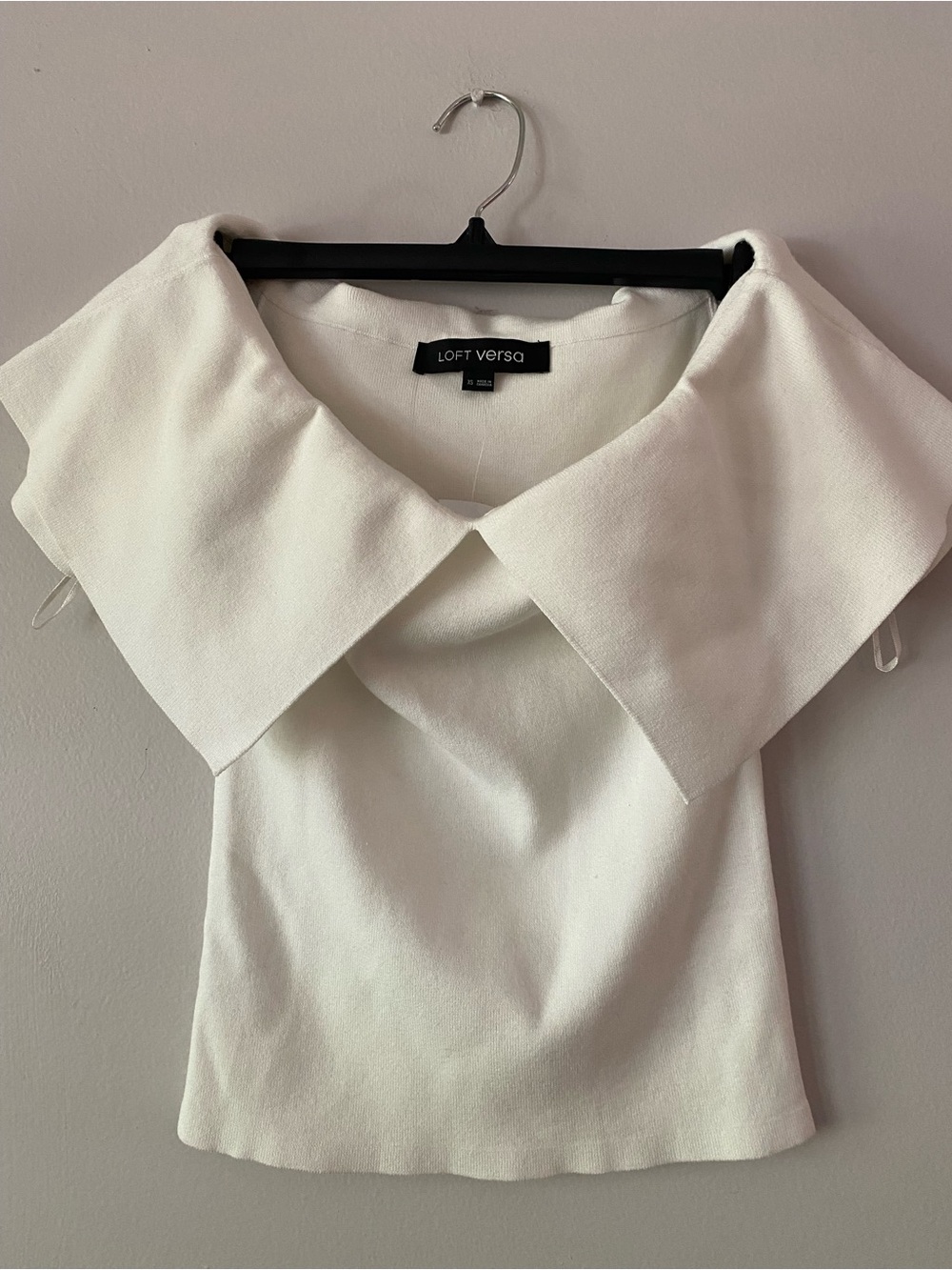 LOFT Cream Off-Shoulder Top with Folded Collar